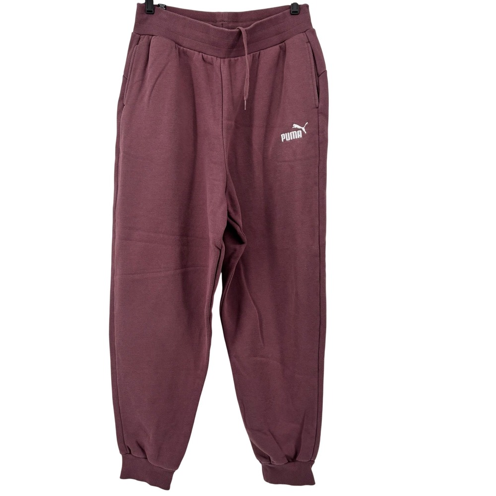 Puma Womens Dusty Plum High Rise Joggers Sweatpants Size M Pockets Embroidered